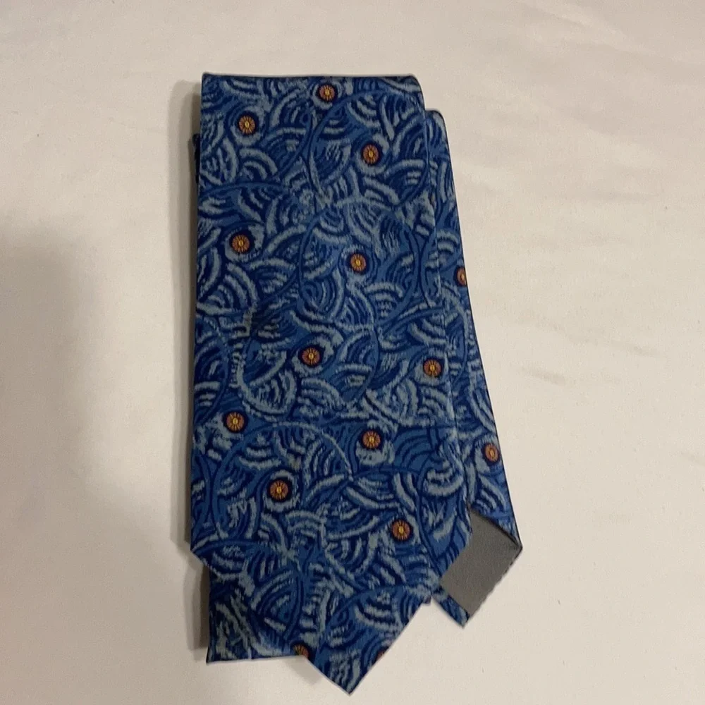 Vintage sherick fashion Paris tie blue orange